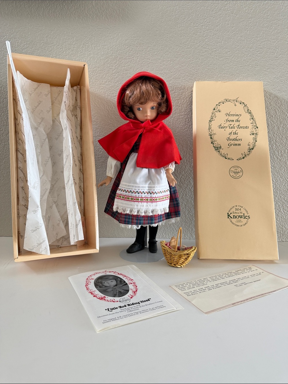 Vintage 1989 Knowles Little Red Riding Hood Doll Brothers Grimm Like New Limited